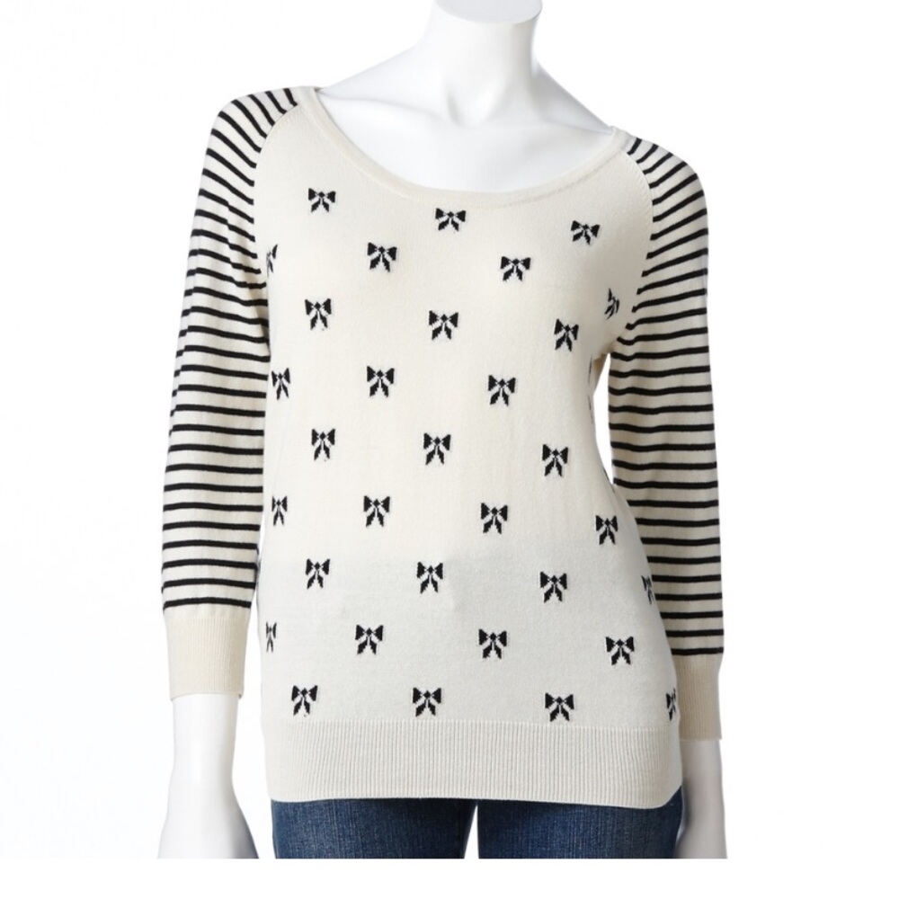 Lauren Conrad Stripes and Bows Sweater XS